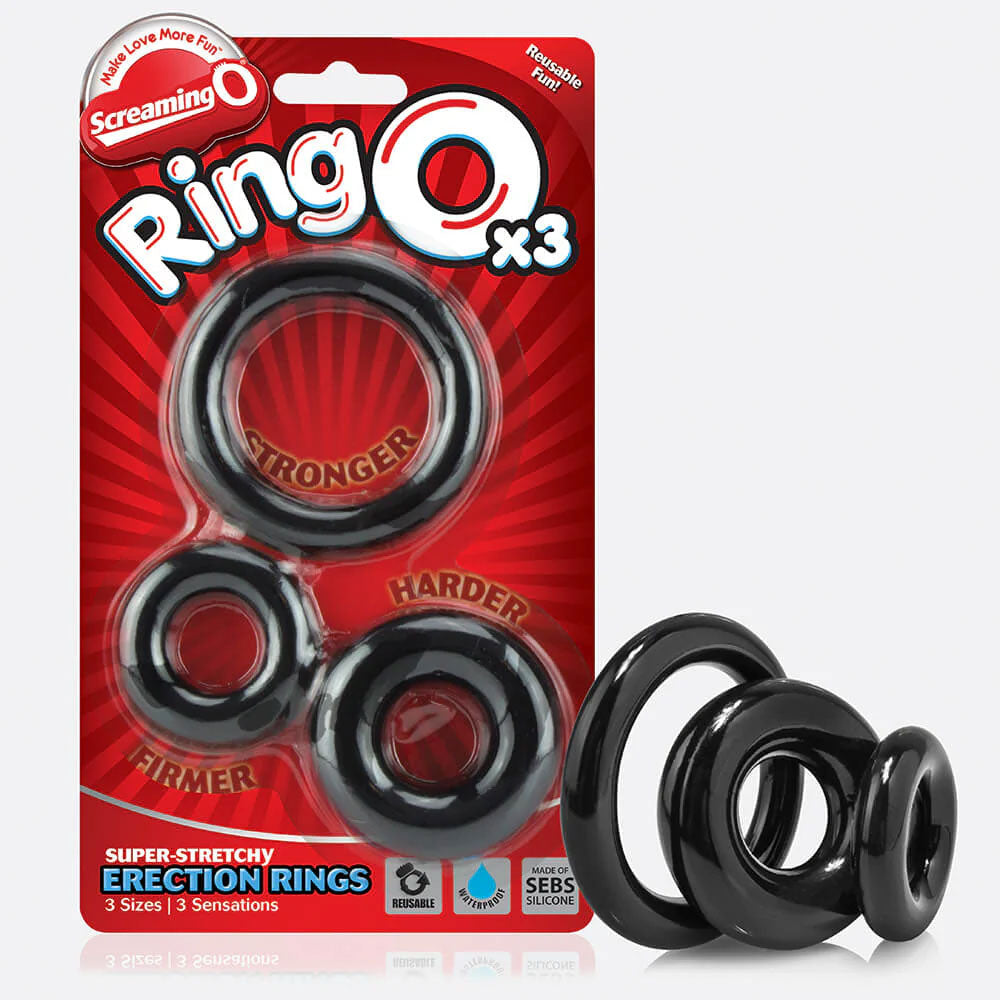 Screaming O Ringo X3 - 6 Count Cock Rings - Black
