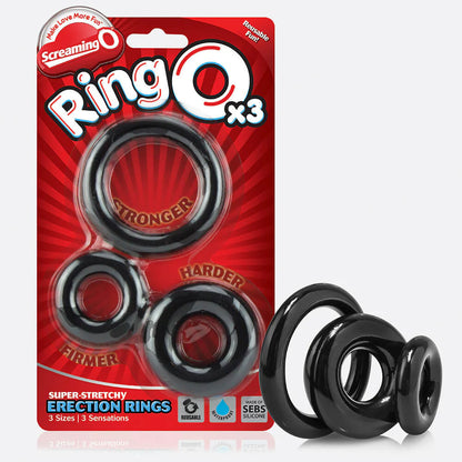 Screaming O Ringo X3 - 6 Count Cock Rings - Black