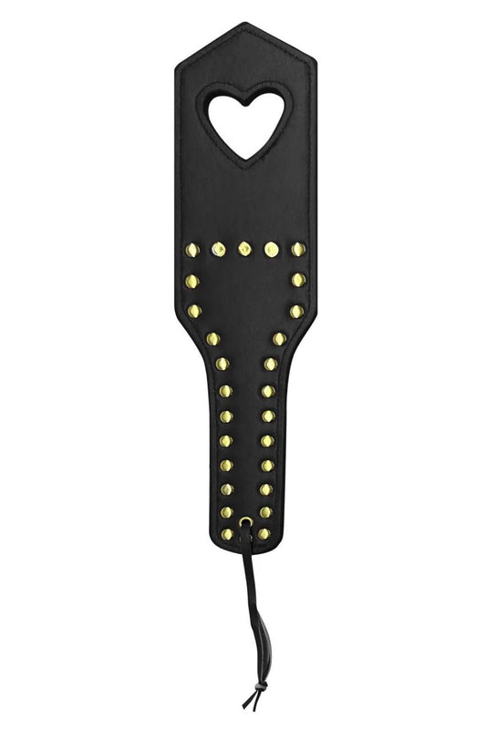 Mapale Premium Faux Leather Spanker with Studs and Heart Detail - Black