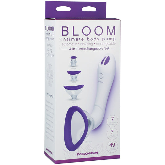 Doc Johnson Bloom Intimate Body Pump - Automatic Vibrating Suction Cup - Purple