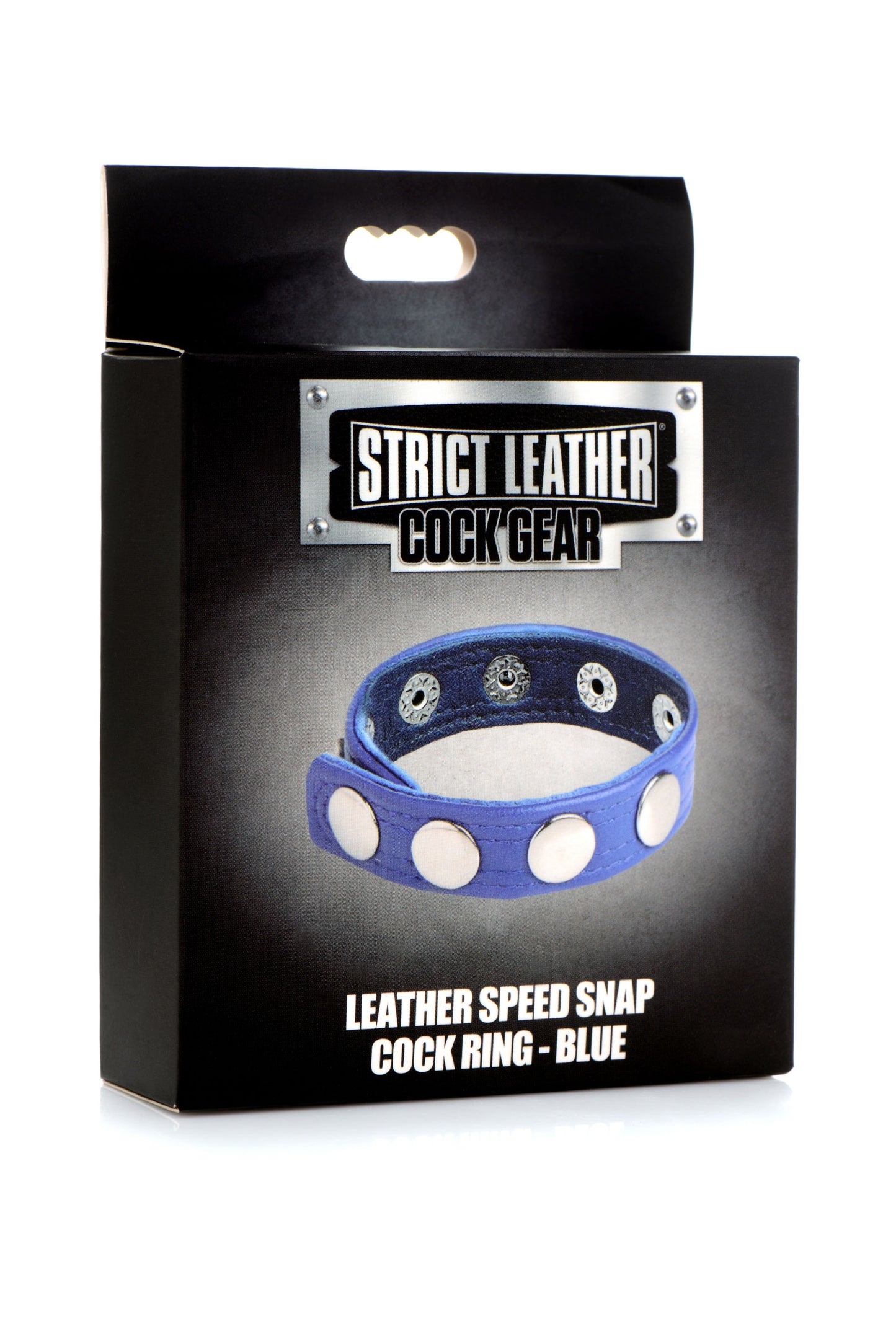 XR Brands Cock Gear Leather Speed Snap Cock Ring – Blue