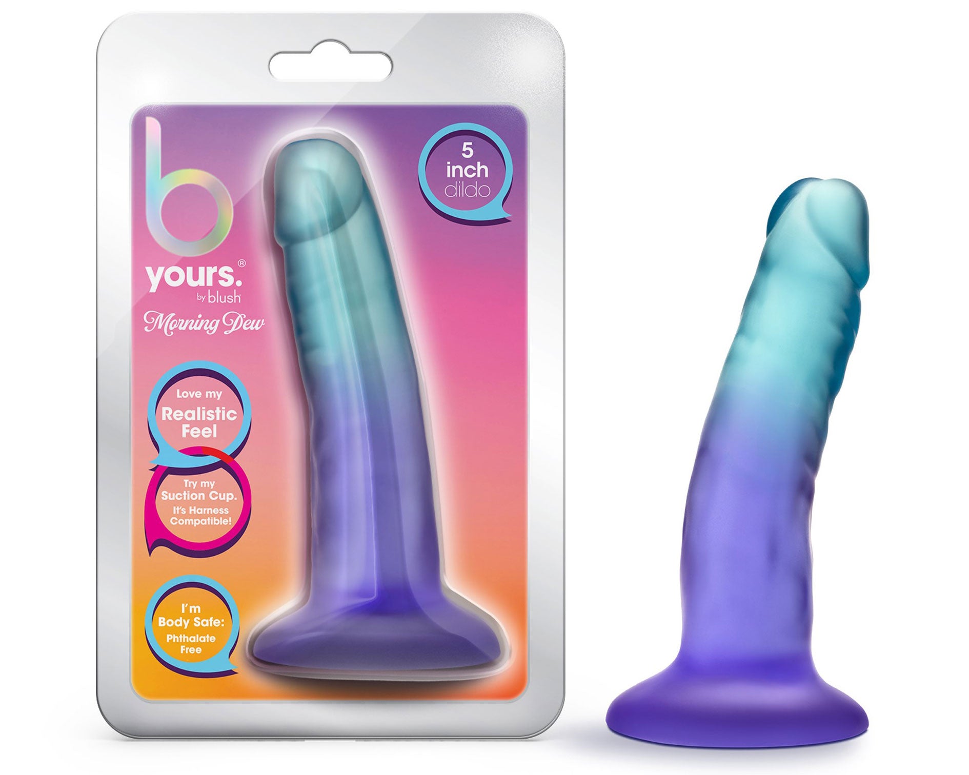 B Yours Morning Dew 5 Inch Dildo with Suction Cup Base - Sapphire