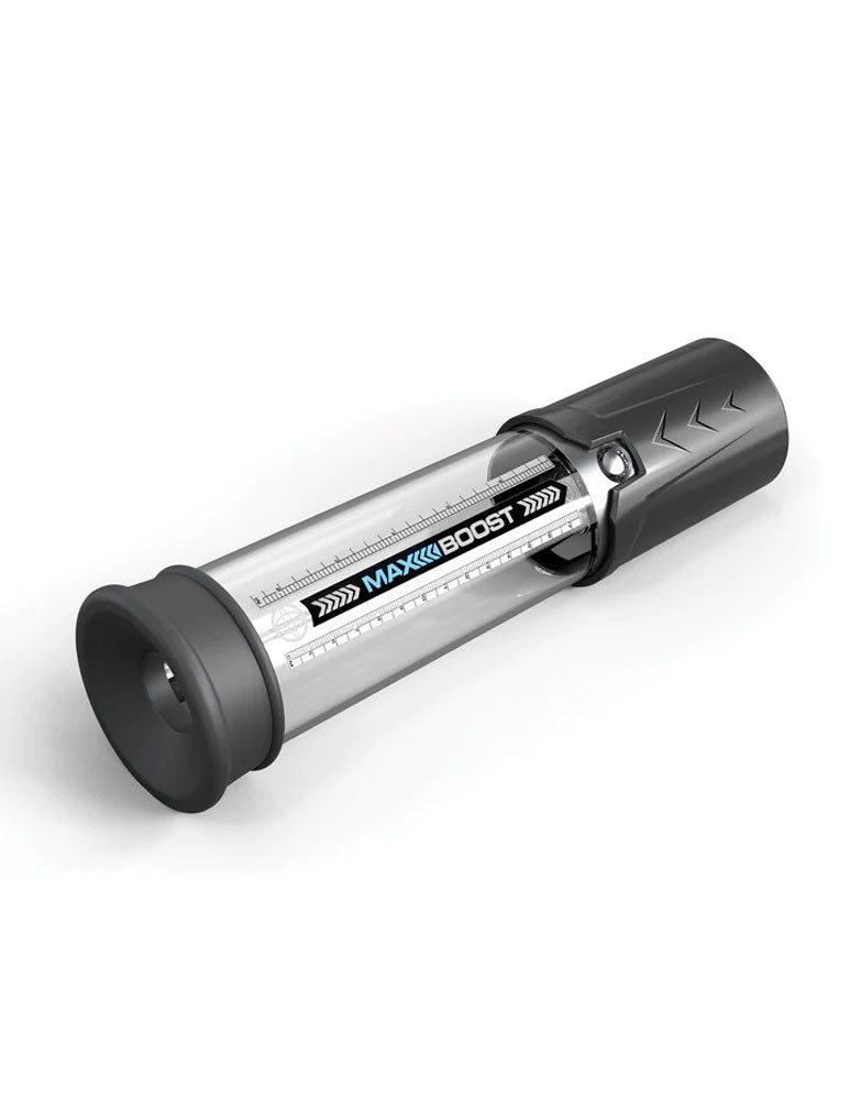 Pipedream Max Boost Penis Pump - Black/Clear - Manual Piston Action