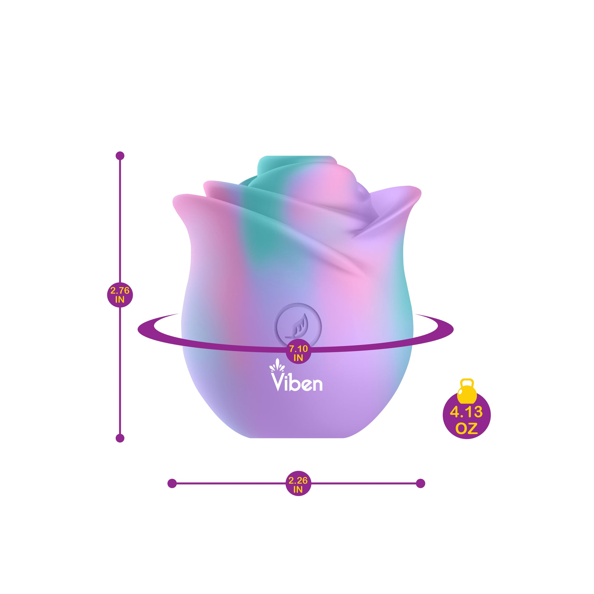 Viben Zen Rose Nipple and Clitoral Stimulator – Multi-Function, 5 Speeds, Waterproof, Unicorn Color