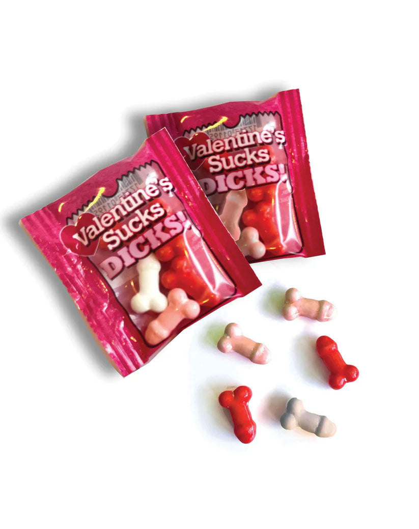 Little Genie Valentines Sucks Dicks Candy Display - 100 Mini Packs - Multi Color