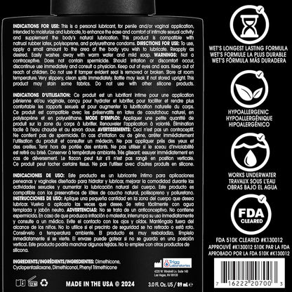 Wet Platinum Luxury Silicone Lubricant - 9 Fl. Oz. - Clear, Paraben-Free