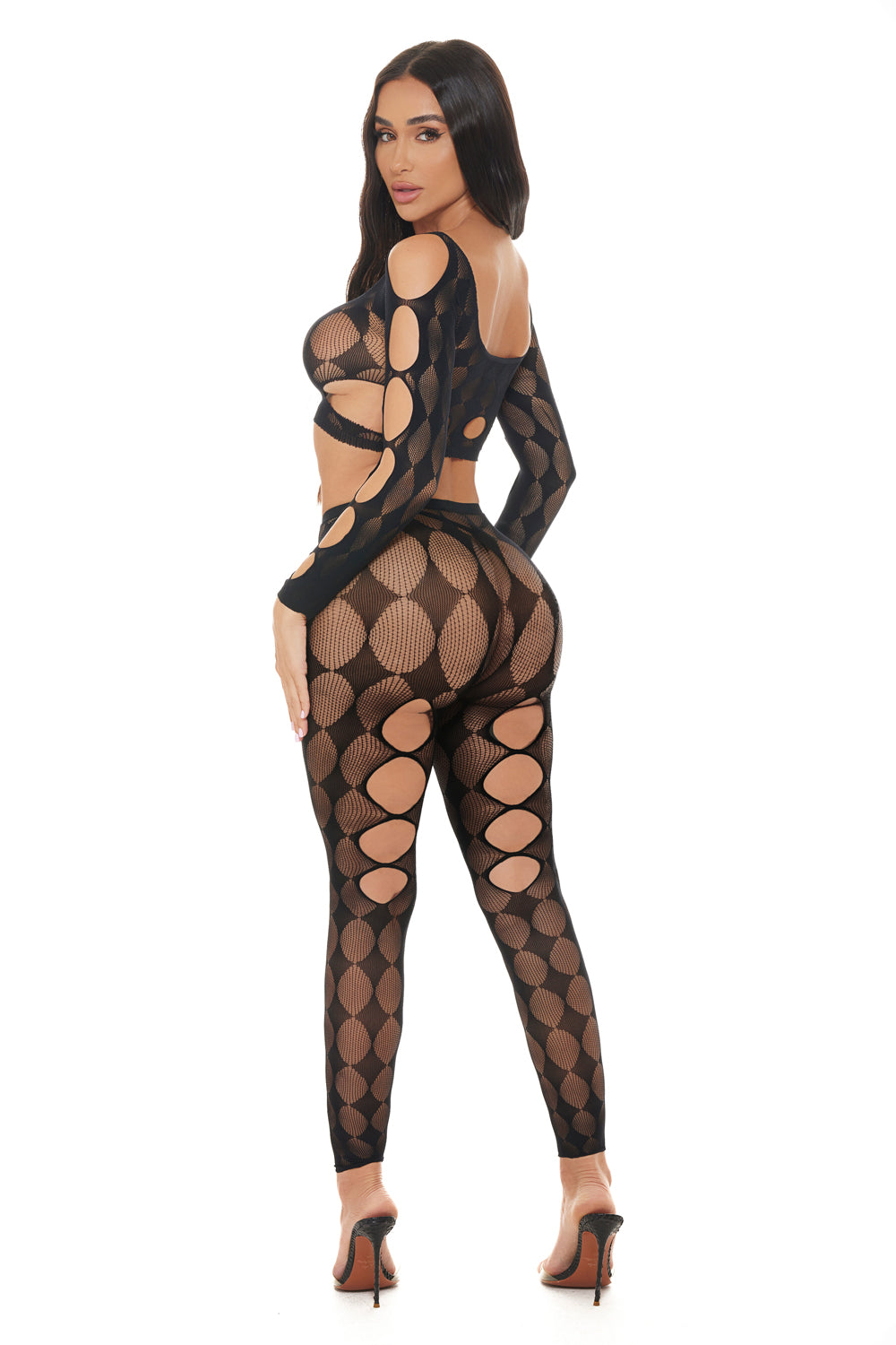 Pink Lipstick Tongue Twisted Crop Top and Leggings Set – Black