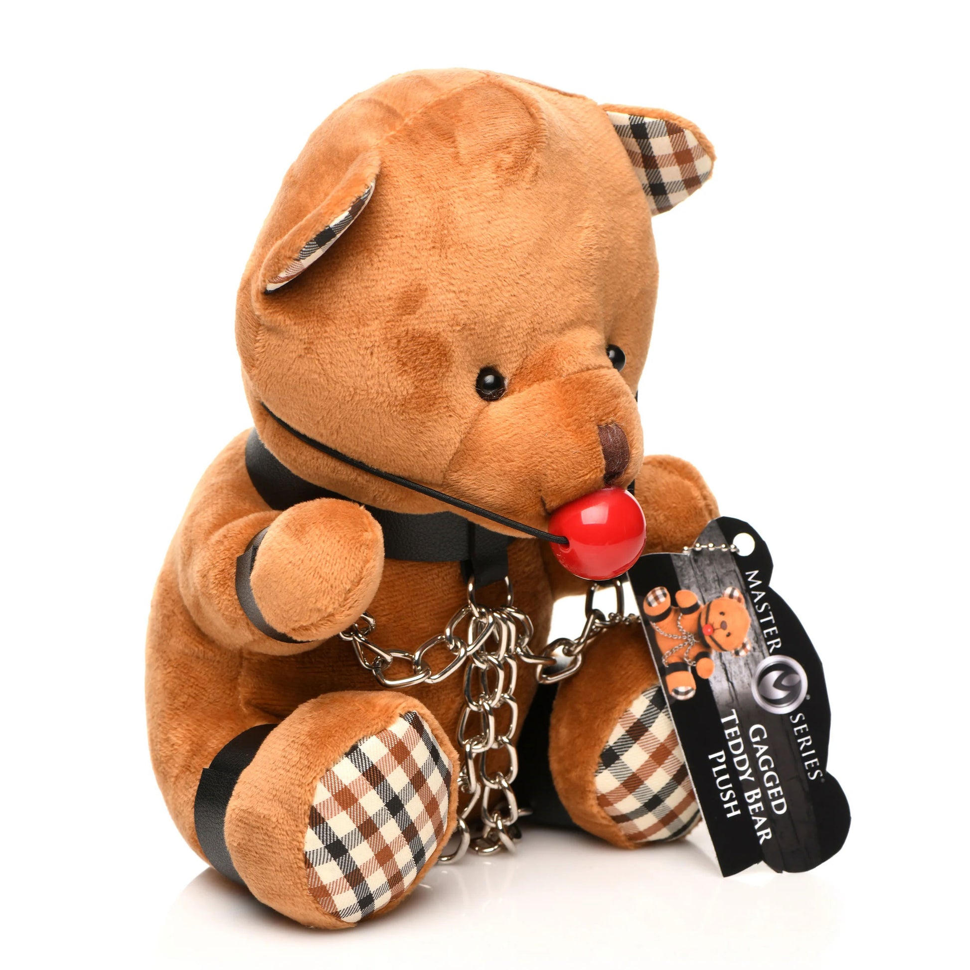 Gagged Teddy Bear Plush - Cuddle Toy with Restraints - 8.6" Length