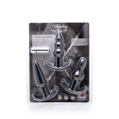 XR Brands 4 Piece Vibrating Anal Plug Set – Black