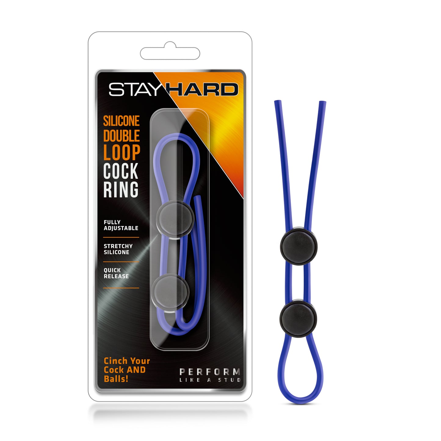 Blush Stay Hard Silicone Double Loop Cock Ring - Blue