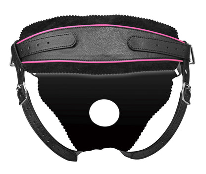 XR Brands Flamingo Low Rise Strap On Harness with Adjustable Fit - Black
