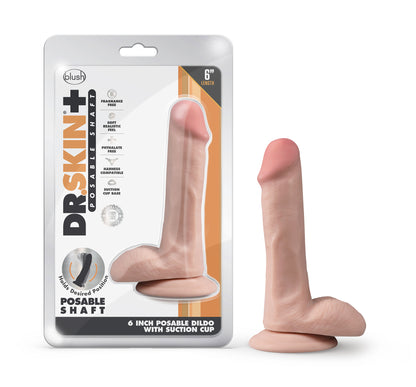 Dr. Skin Plus 6 Inch Posable Dildo with Balls - Vanilla