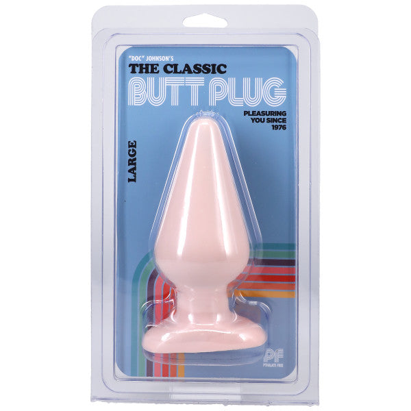 Doc Johnson Classic Butt Plug Smooth - Large - Phthalate-Free - White