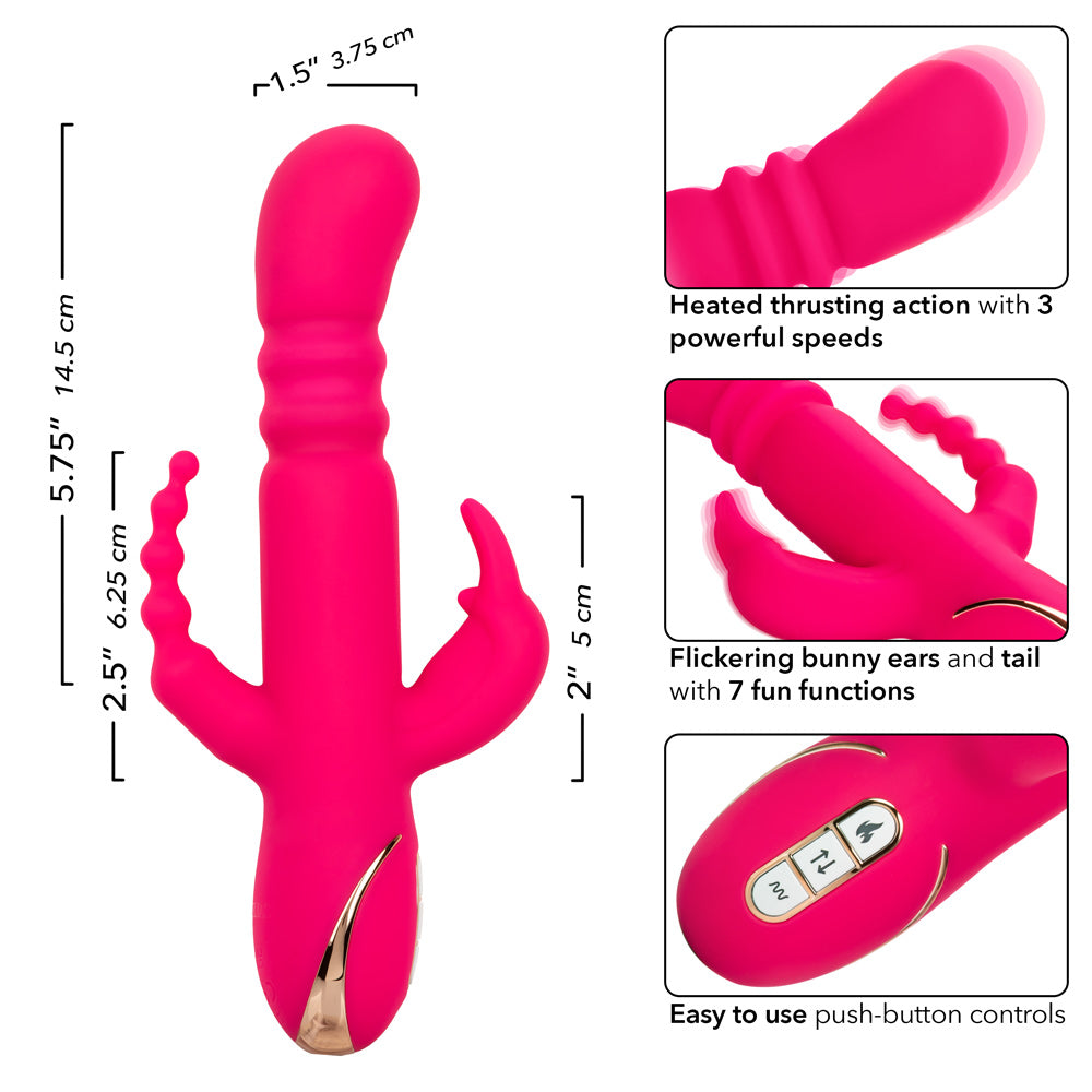Jack Rabbit Signature Heated Silicone Triple Fantasy Rabbit – Pink