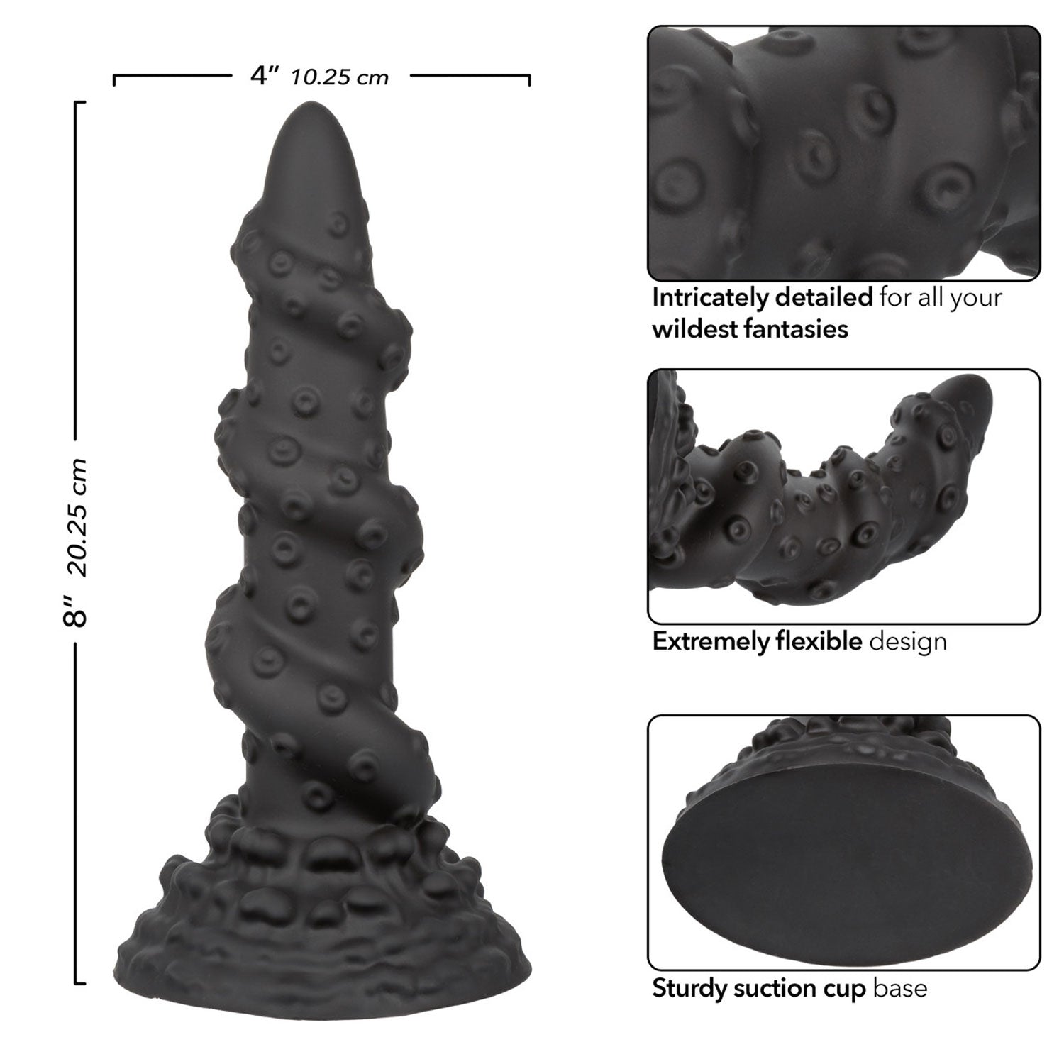 CalExotics Monster Dong The Kraken 8" - Black - Waterproof and Bendable Design