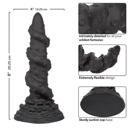 CalExotics Monster Dong The Kraken 8" - Black - Waterproof and Bendable Design