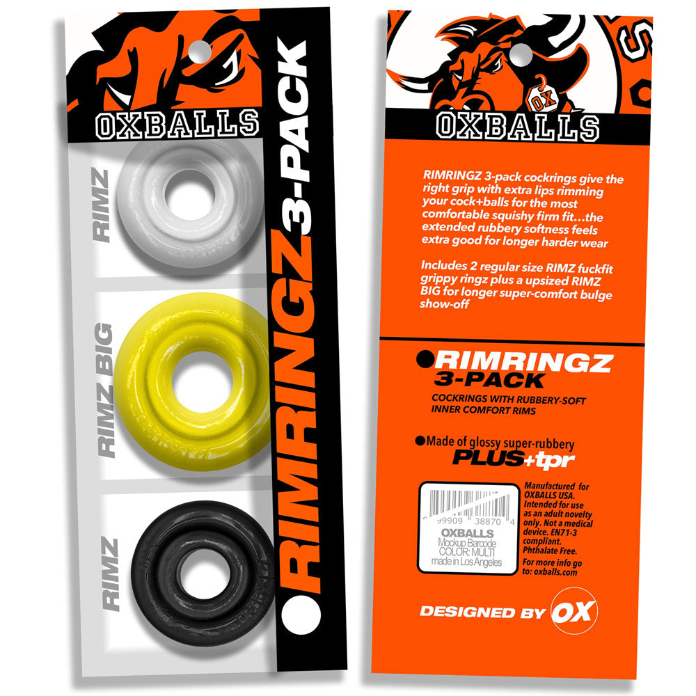 Oxballs RIMRINGZ Multi Size 3 Pack Cockrings - Comfort Fit, Multi