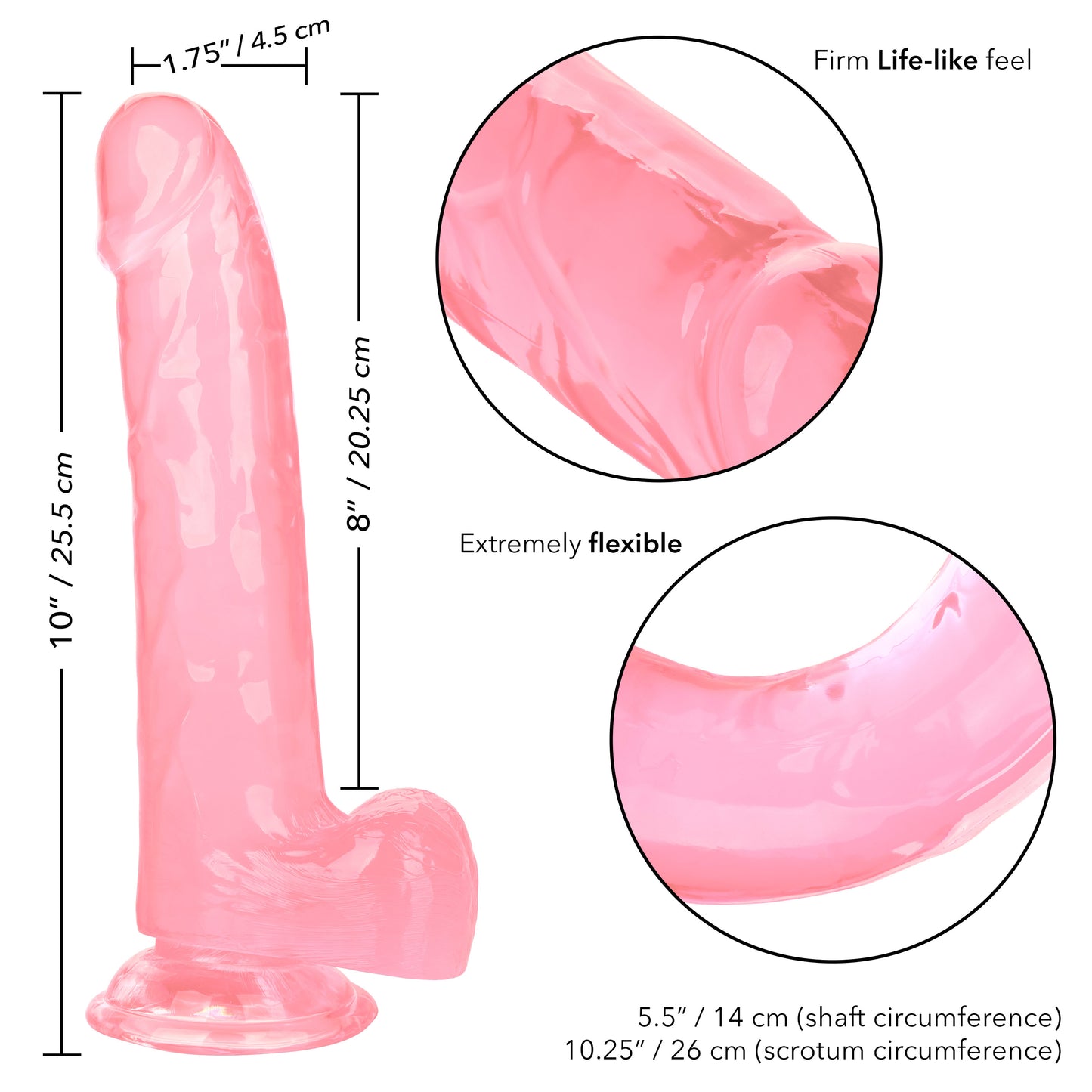 CalExotics Size Queen 8-Inch Dong - Realistic Pink Pleasure Toy