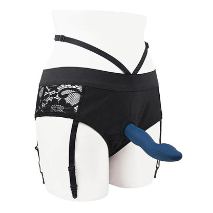Evolved Novelties Snuggle Up Dual-Motor Strap-On Vibe with Harness - Blue