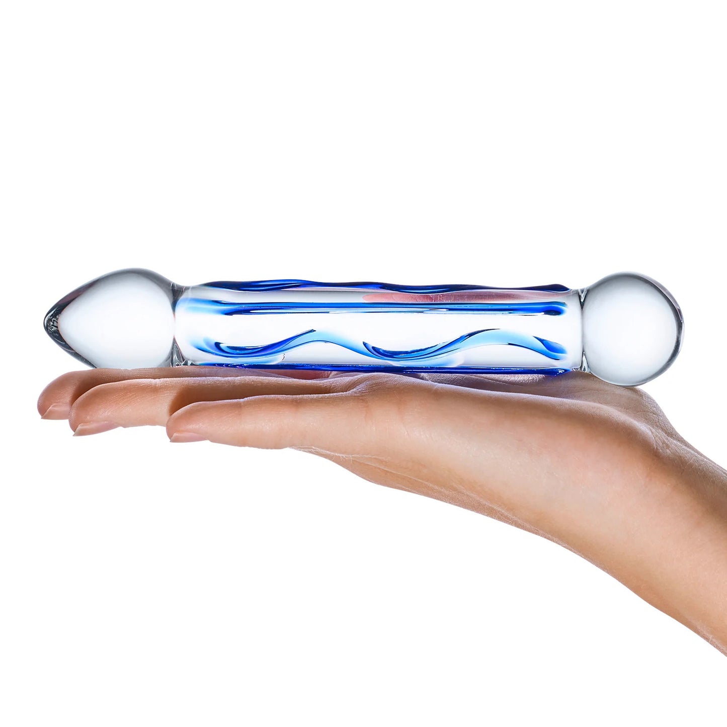 Electric Novelties 6.5 Inch Full Tip Textured Glass Dildo – Blue