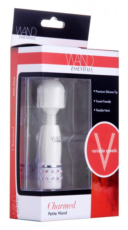 XR Brands Charmed Petite Massage Wand – Multi-Function Vibrator – White