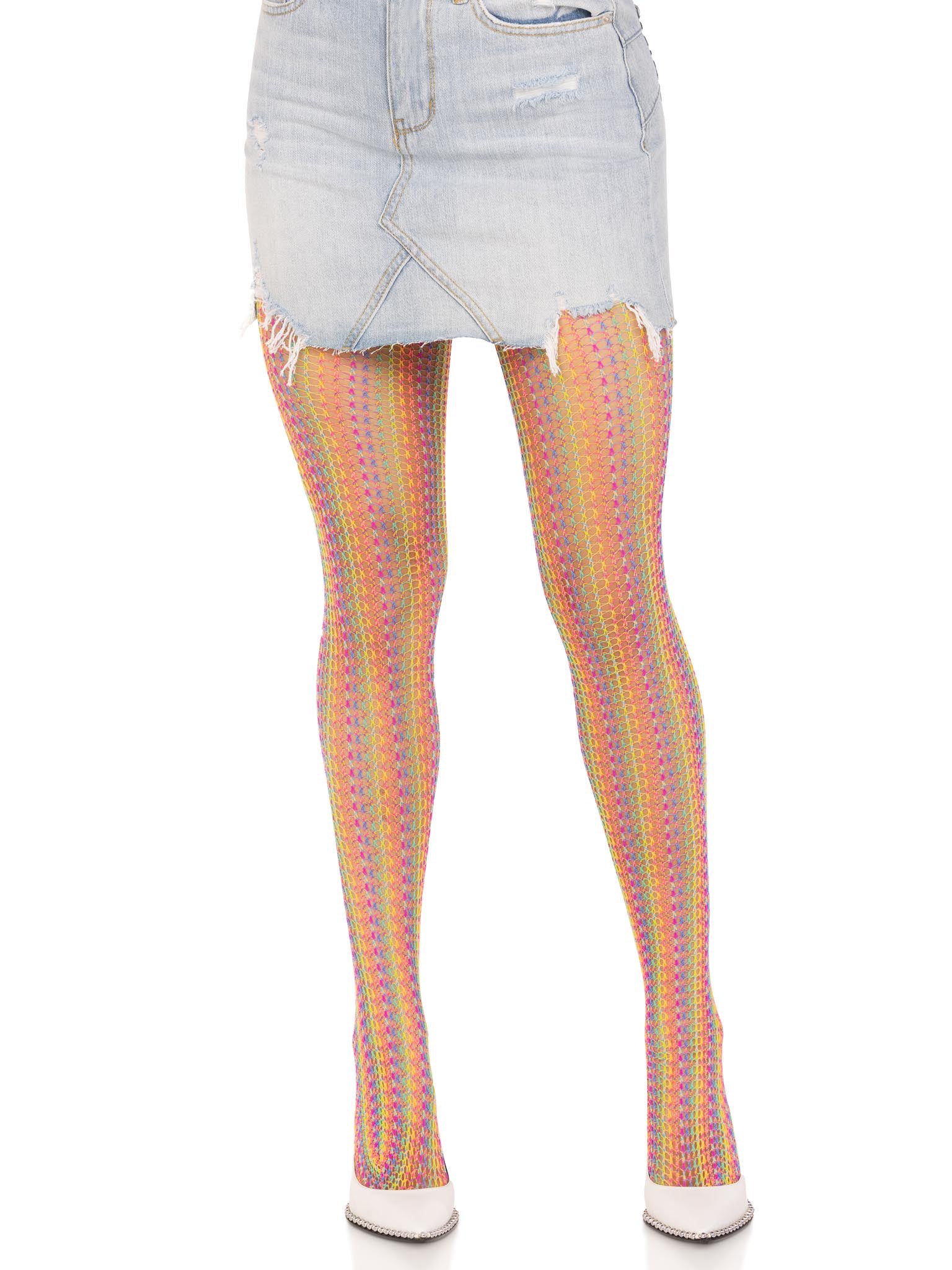 Leg Avenue Rainbow Crochet Net Tights – Multicolor – One Size