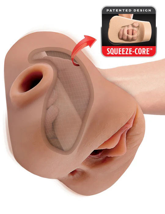 Pipedream Pdx Plus Double Pounder Vibrating Squeeze Stroker – Brown