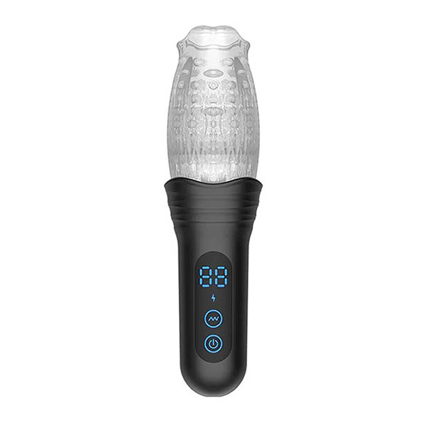 The Male Rose Pro Rechargeable Thrusting Vibrating and Rotating Masturbator – Clear