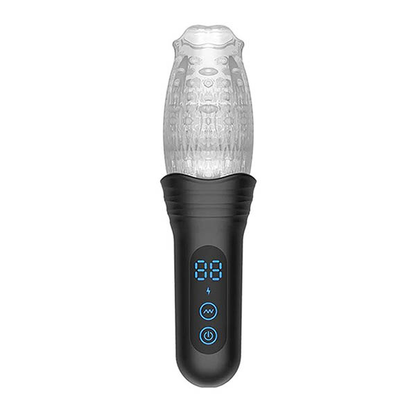 The Male Rose Pro Rechargeable Thrusting Vibrating and Rotating Masturbator – Clear