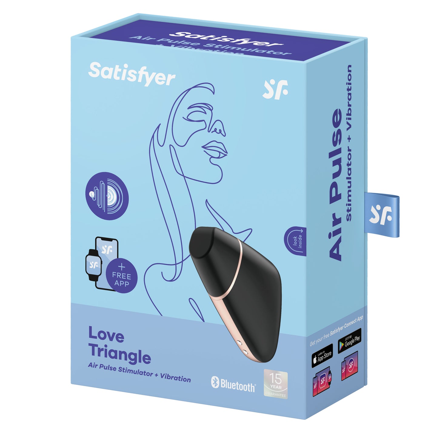 Satisfyer Love Triangle Clitoral Vibrator with Air-Pulse Technology - Black