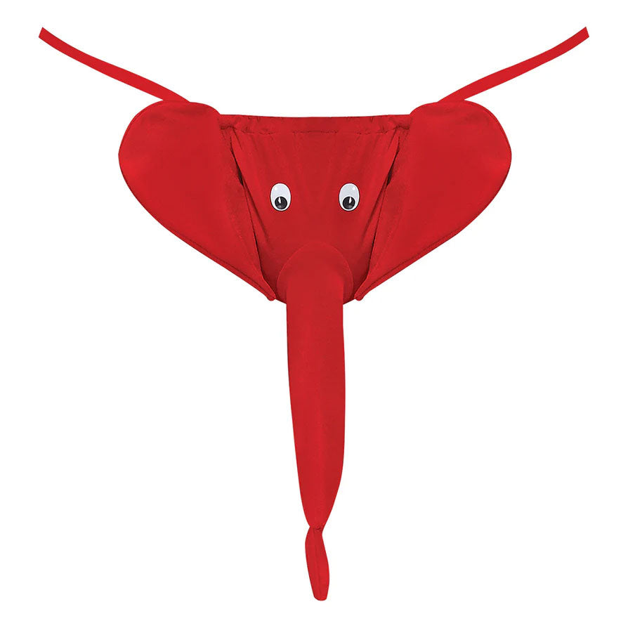Male Power Squeaker Elephant G-String – Red – One Size