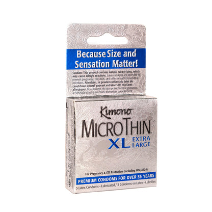 Kimono MicroThin XL Condoms – Extra Large, Premium Natural Latex