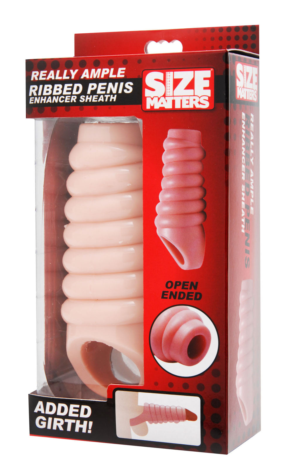 XR Brands Really Ample Ribbed Penis Enhancer Sheath – Beige – Erection Enhancing Sleeve