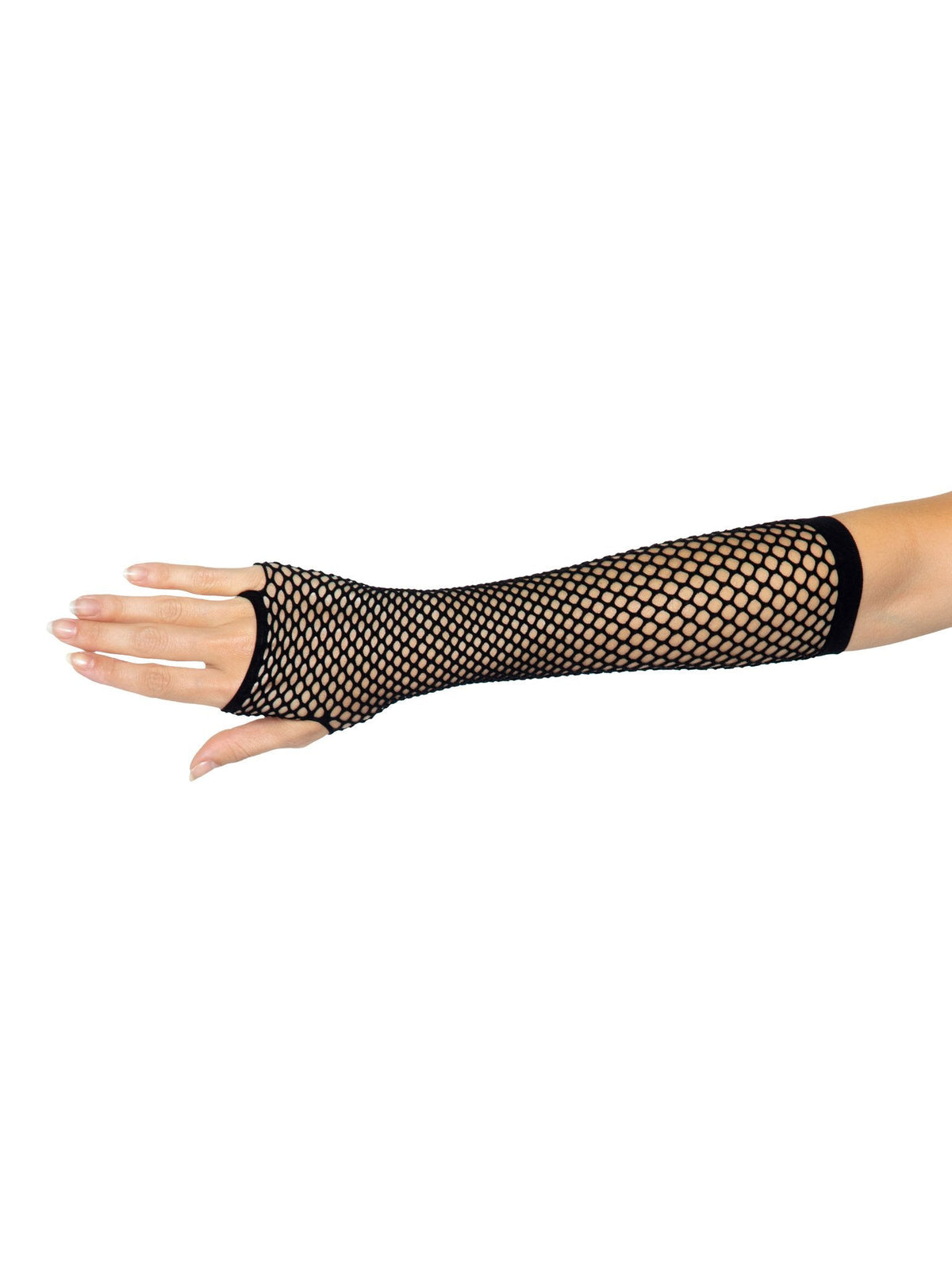 Leg Avenue Triangle Net Fingerless Gloves – Black