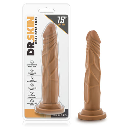 Dr. Skin Realistic Cock - Basic 7.5 Inch Dildo with Suction Cup - Mocha