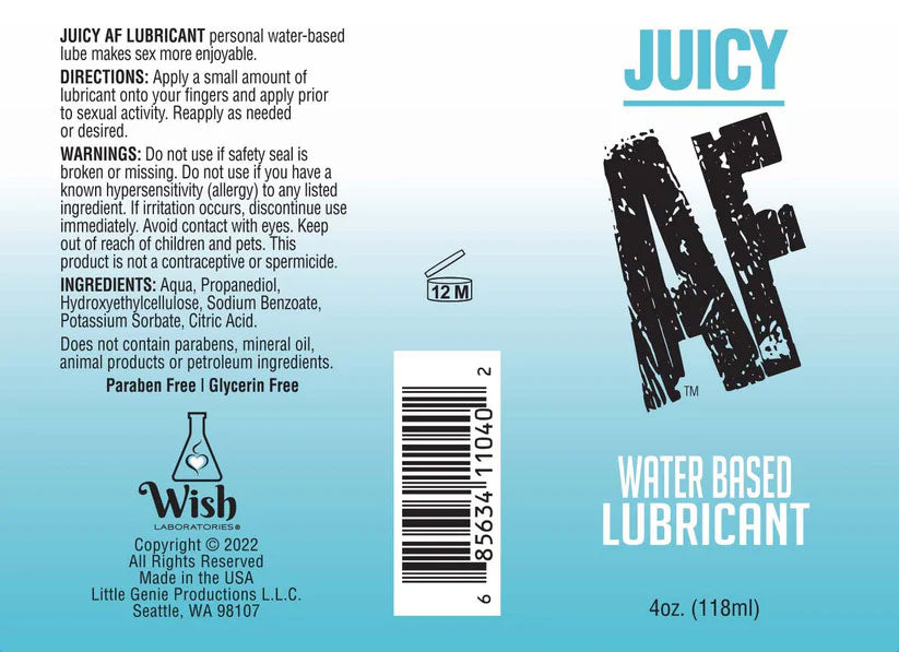 Juicy AF Water Based Lubricant 4 Oz – Personal Water-Based Lube