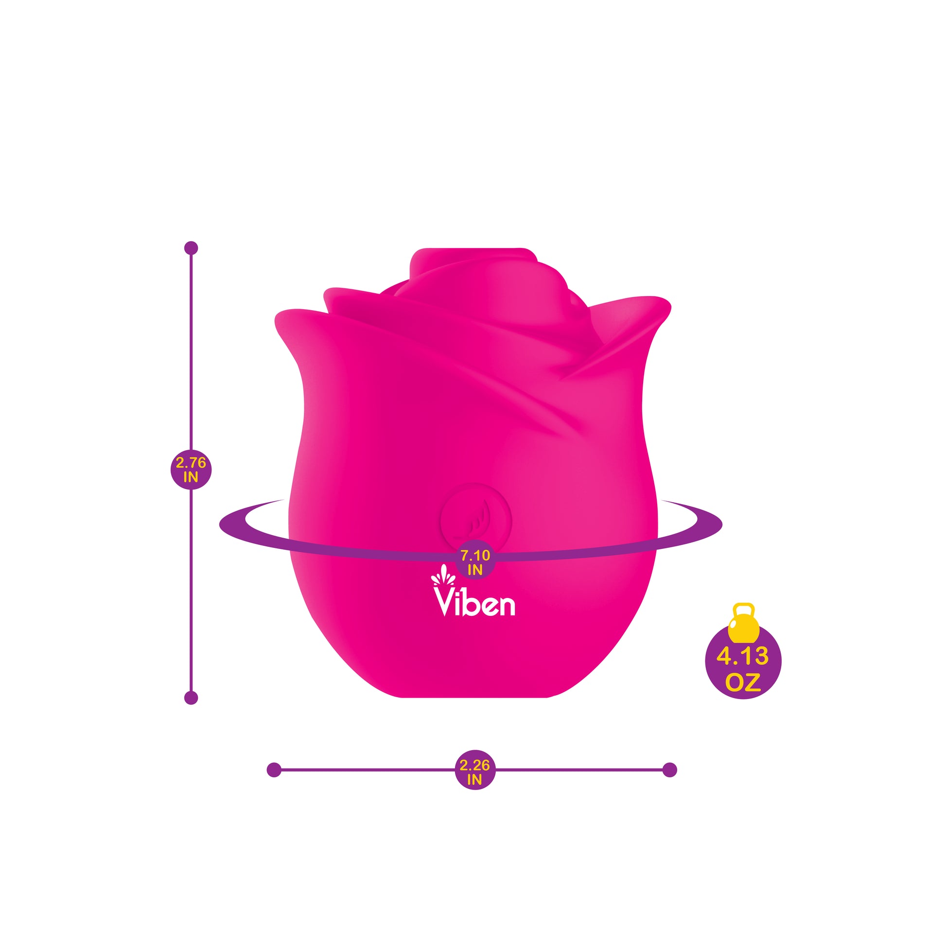 Viben Zen Rose Hot Pink Nipple and Clitoral Stimulator with 10 Functions
