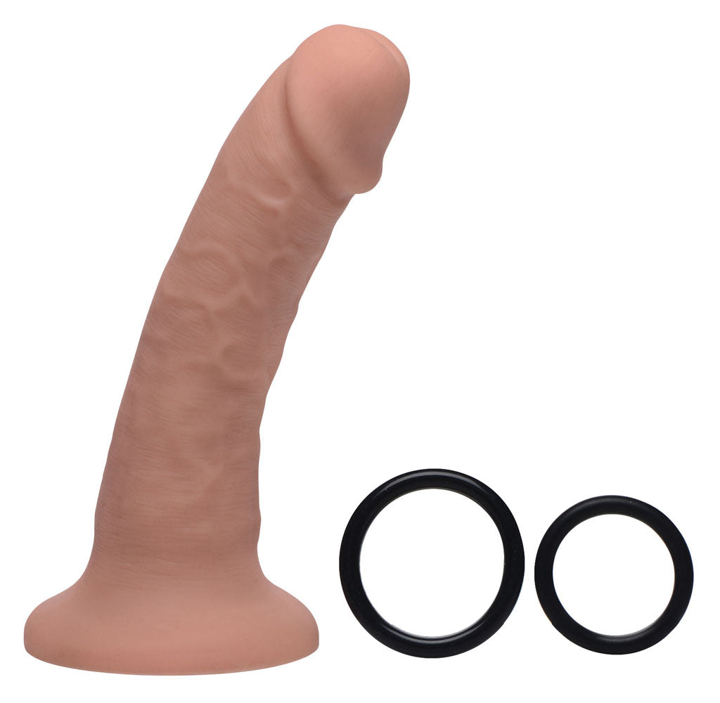 XR Brands Seducer 7 Inch Silicone Dildo with Harness - Beige