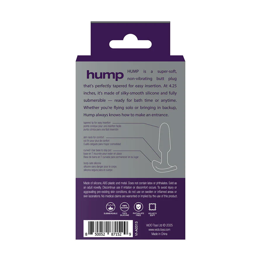 VeDO Hump Silicone Anal Plug - Purple - Waterproof and Non-Vibrating