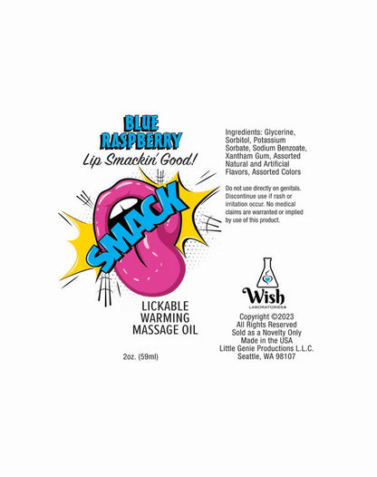Little Genie SMACK Warming and Lickable Massage Oil - Blue Raspberry - 3ml Pouch Display