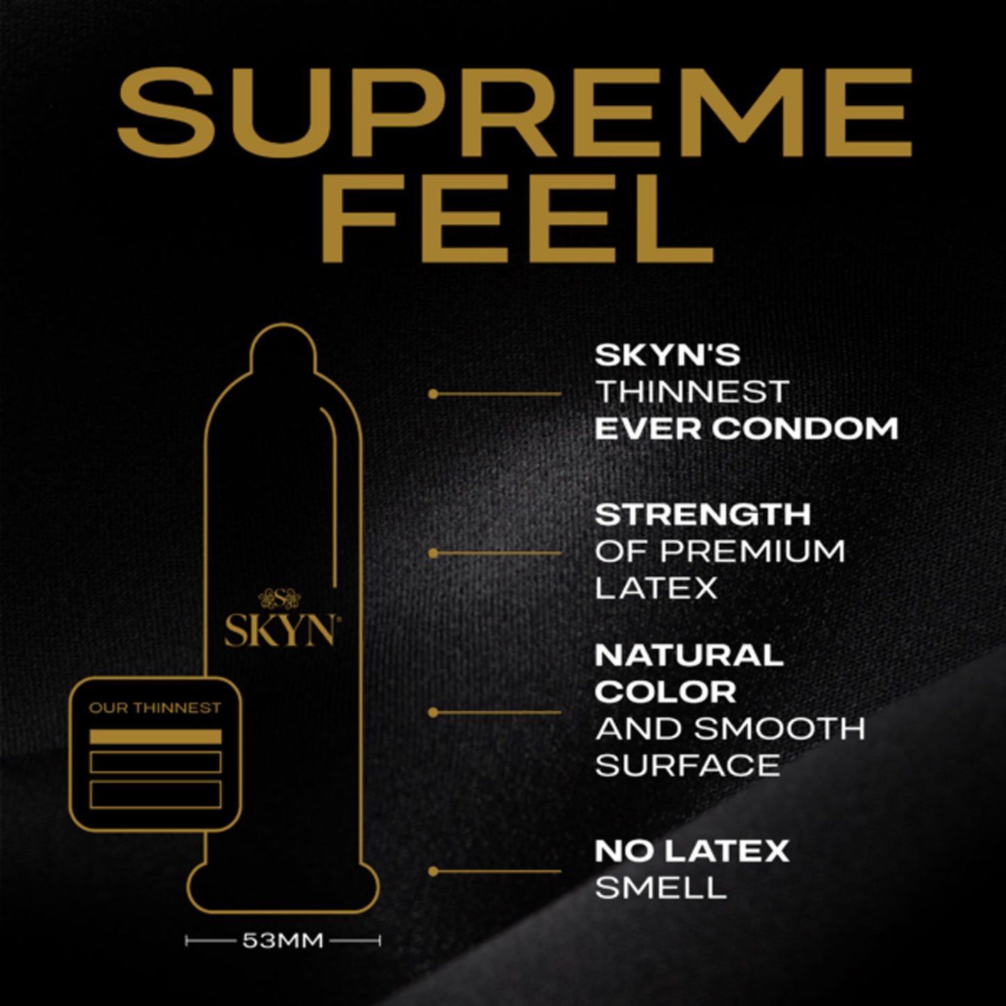 Skyn Supreme Feel Non-Latex Condoms – Ultra Thin, Lubricated, 3 Count