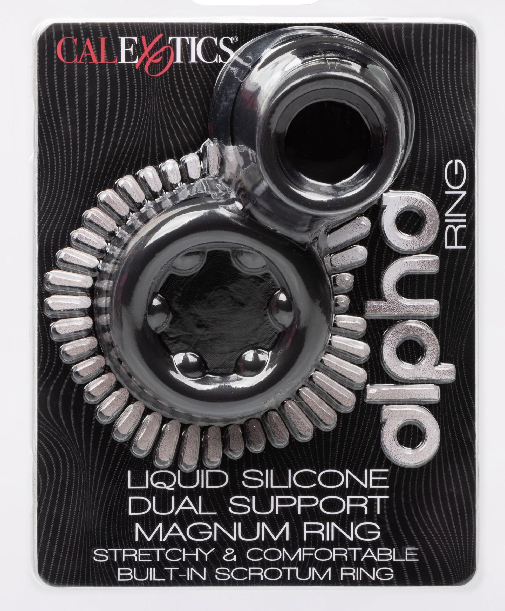 CalExotics Alpha Liquid Silicone Dual Support Magnum Ring – Black