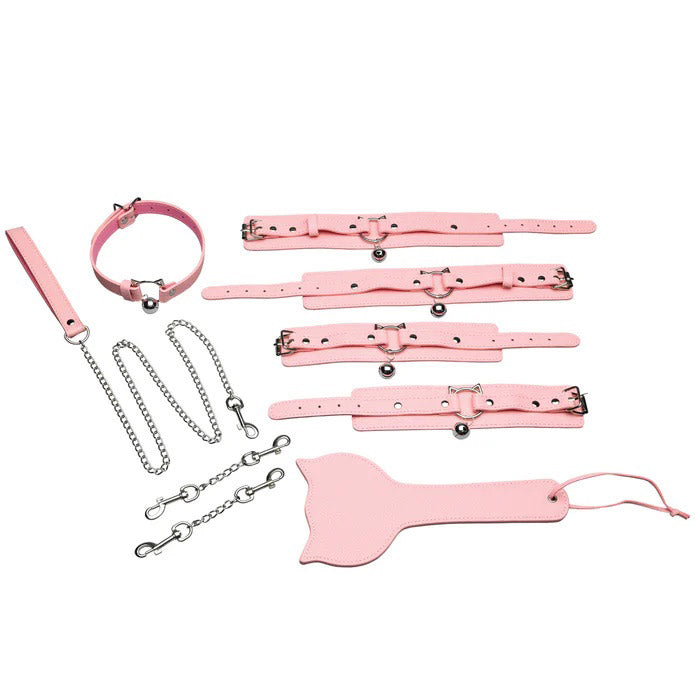 XR Brands Kitty Bondage Set – Adjustable Restraints with Kitty-Themed Accents – Pink