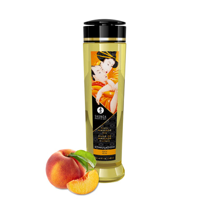 Shunga Erotic Massage Oil - Stimulation - Peach - 8 Fl. Oz.