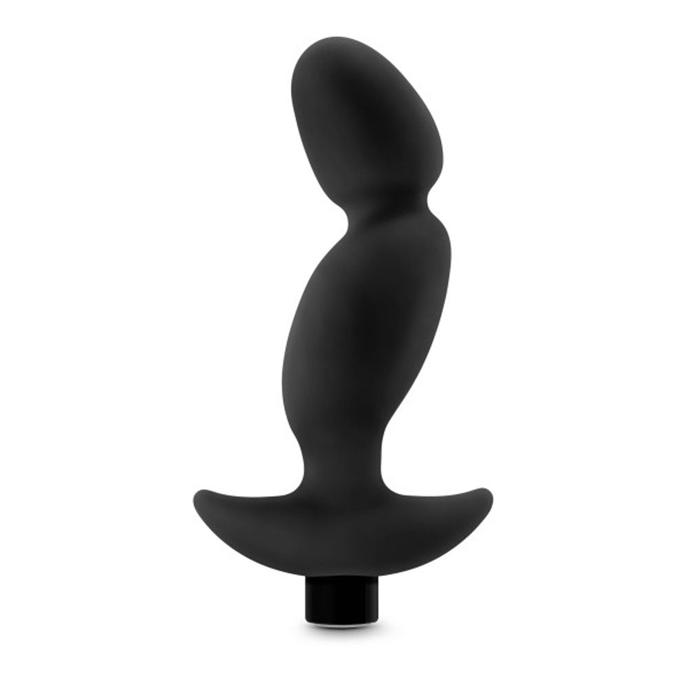 Anal Adventures Platinum Silicone Vibrating Prostate Massager - Curved for Prostate Stimulation - Black