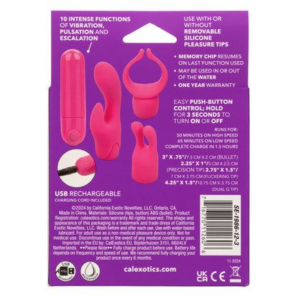 CalExotics Pleasure Kits Lovers Collection - Rechargeable Bullet with Silicone Tips - Pink