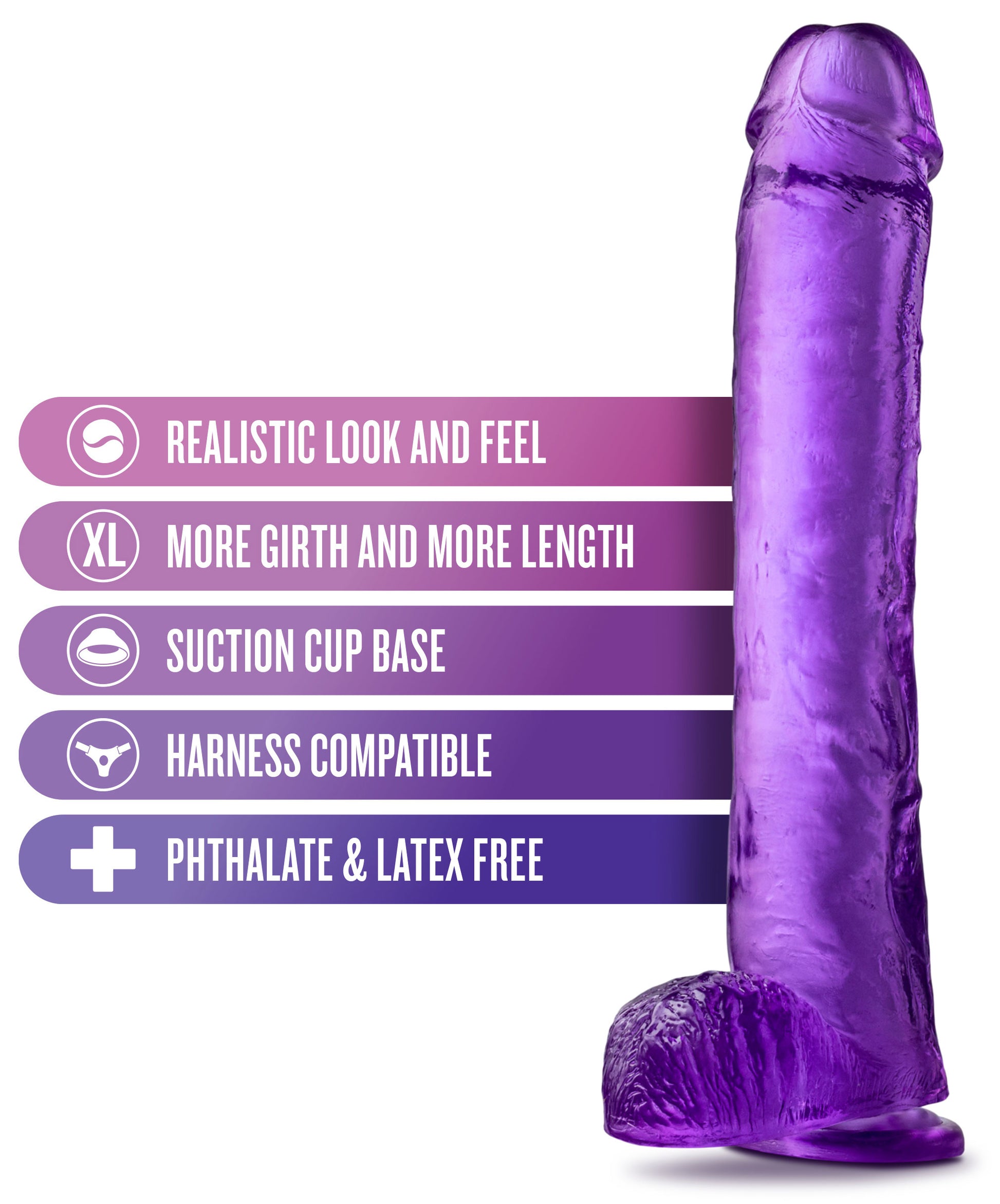 Blush B Yours Plus Mount n' Moan Dildo – Purple – G-Spot and P-Spot Stimulation with Suction Cup Base