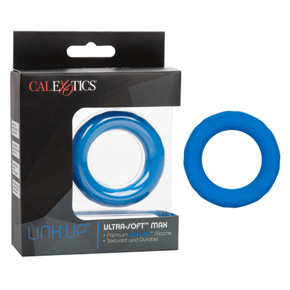 CalExotics Link Up Ultra-Soft Max Cock Ring – Blue, Textured, Phthalate Free