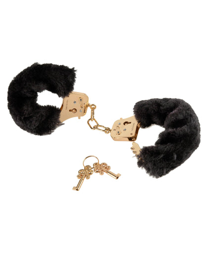 Pipedream Fetish Fantasy Gold Deluxe Furry Cuffs - Black, Comfortable Restraints
