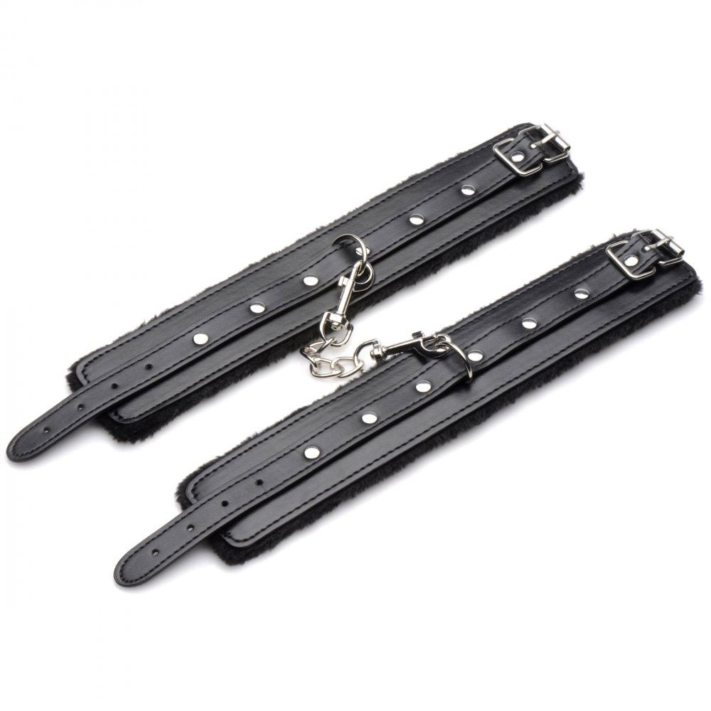 XR Brands Hook Up 10 Piece Plush Bondage Set - Black